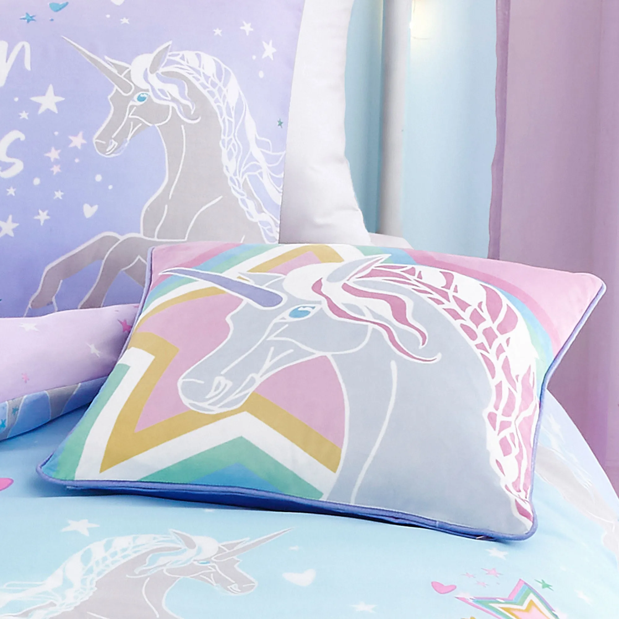 Ombre Unicorn Duvet Cover Set by Bedlam in Lilac