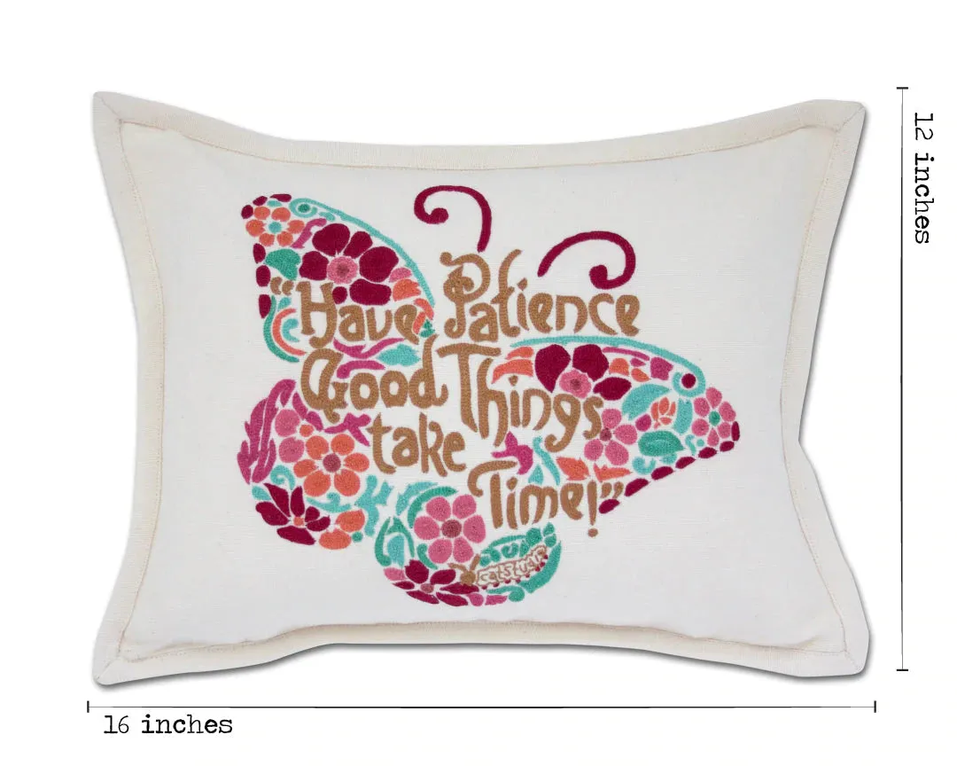 PATIENCE BUTTERFLY LOVE LETTERS PILLOW BY CATSTUDIO