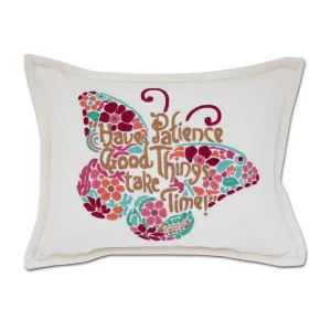 PATIENCE BUTTERFLY LOVE LETTERS PILLOW BY CATSTUDIO