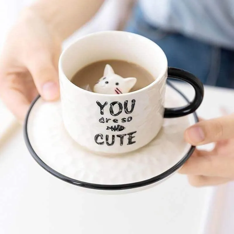 Peek-a-Cat Ceramic Mug Set