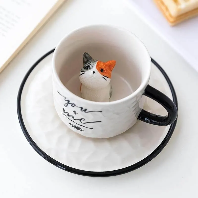 Peek-a-Cat Ceramic Mug Set
