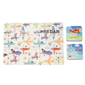 Personalised Table Mat & Coasters Set<br> Airplanes
