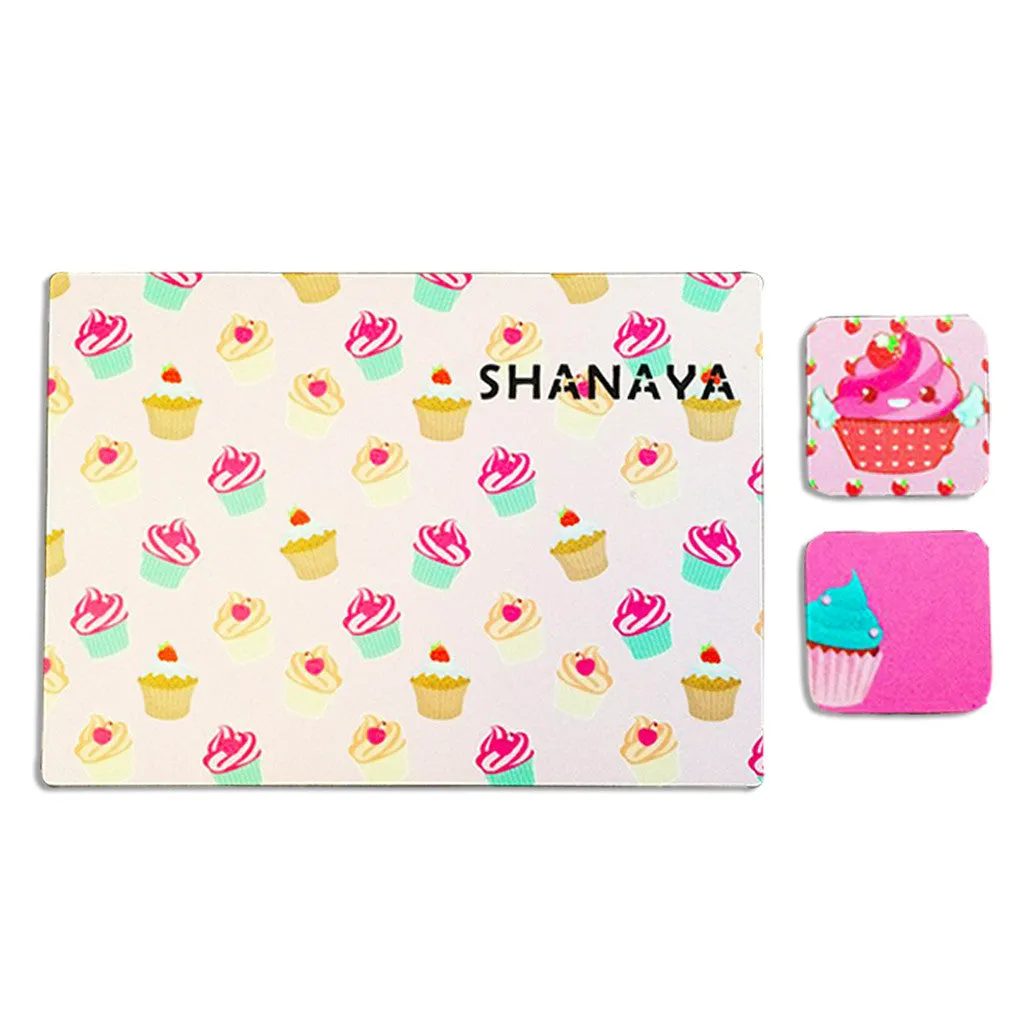 Personalised Table Mat & Coasters Set<br> Cupcake