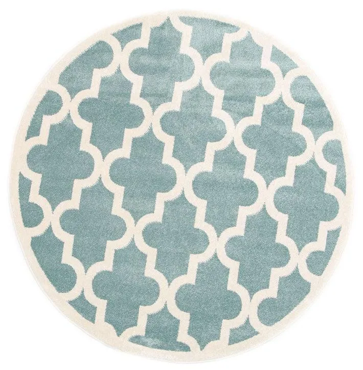 Piccolo Aqua White Lattice Pattern Kids Rug 160x230cm