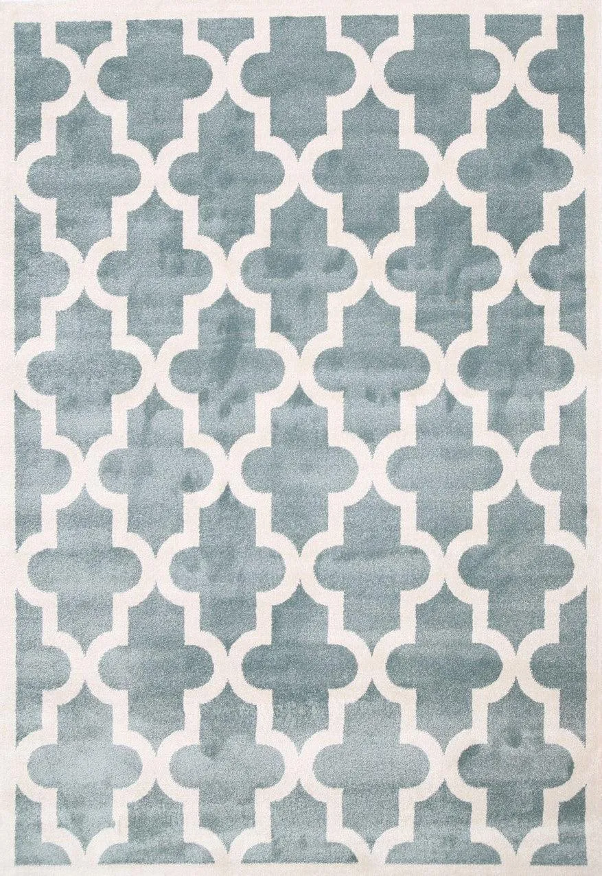 Piccolo Aqua White Lattice Pattern Kids Rug 160x230cm