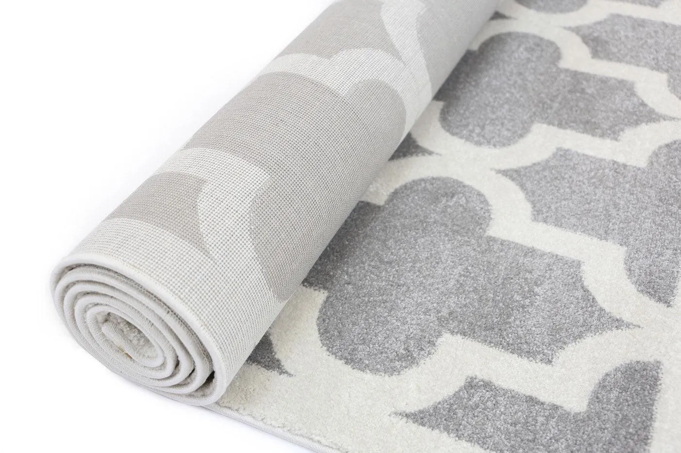Piccolo Light Grey and White Lattice Pattern Kids Rug 120x170cm