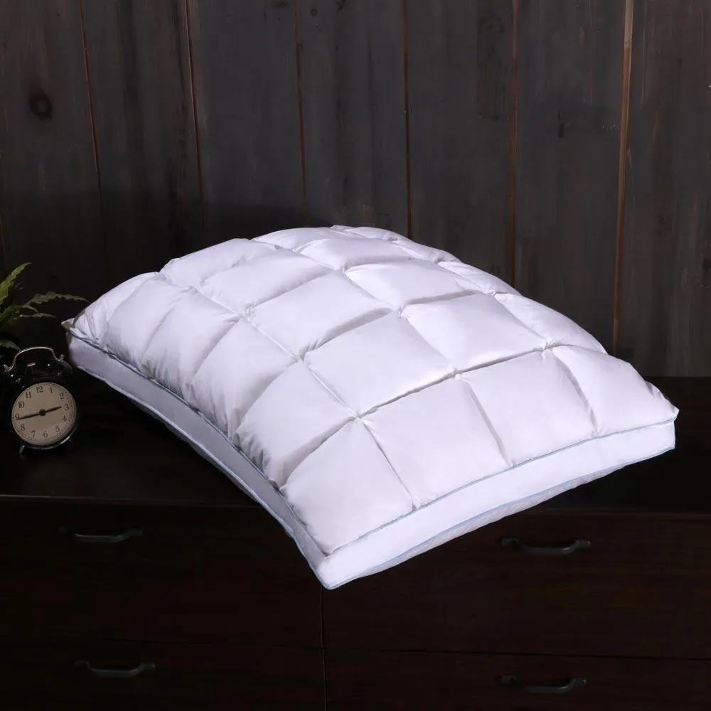 Pleated Goose Down Pillow 600 Thread Count French Bread Firm Neck Support