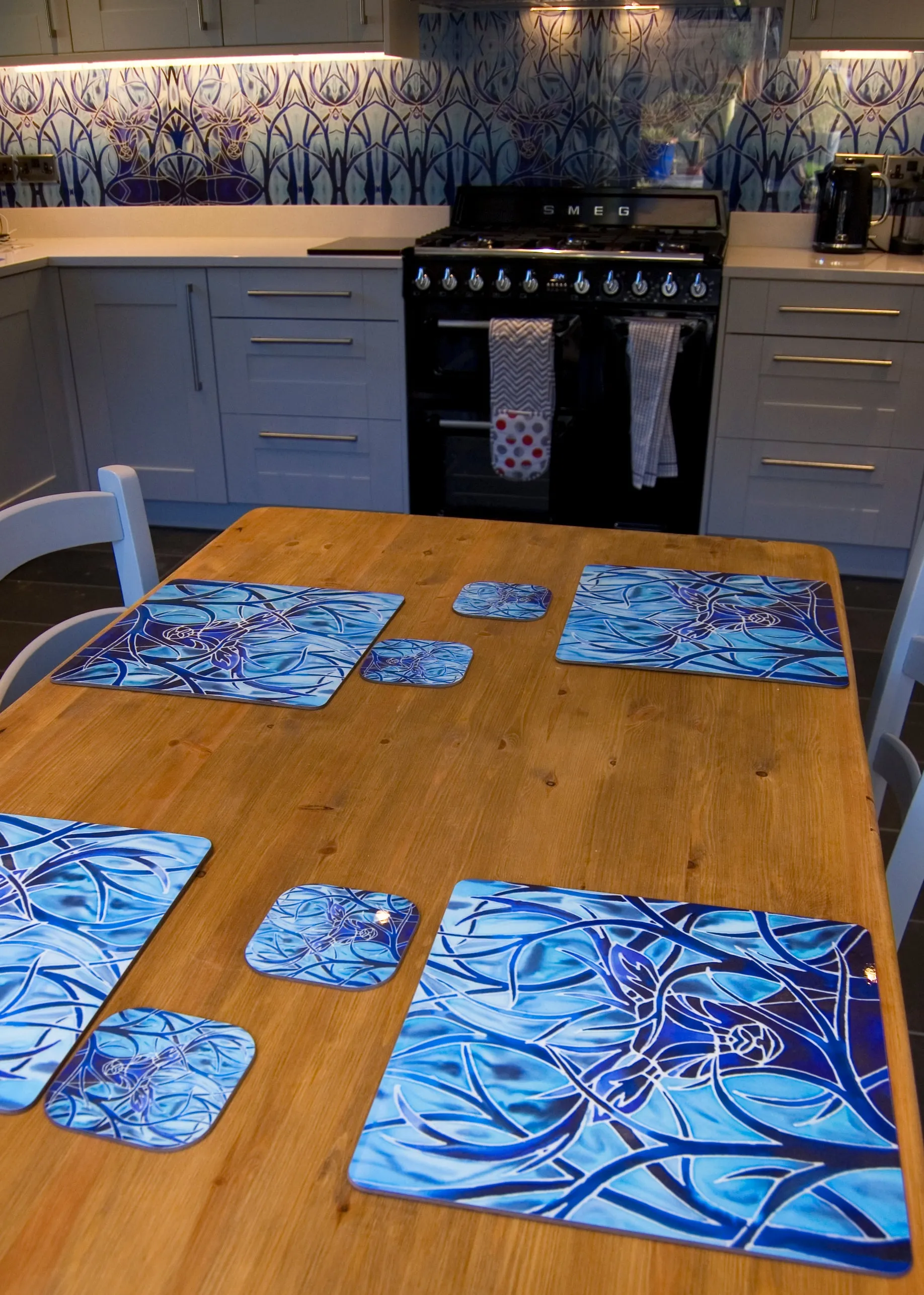 Plum Butterfly Kaleidoscope Square Table Mats & Coasters - Table Mats