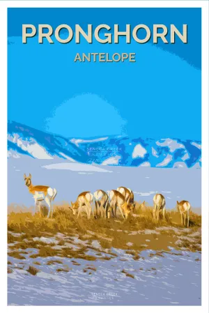 “Pronghorn Antelope” 12x18 High Quality Vintage Poster Art Print - Original Artwork