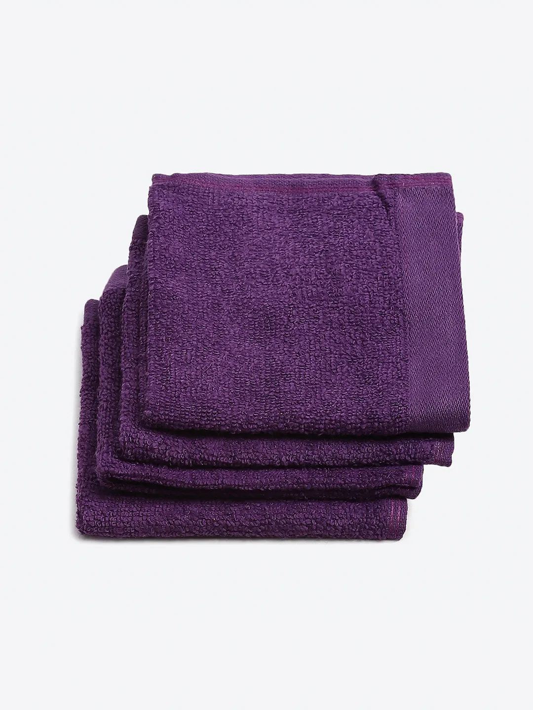 Purple Cotton Solid 600 GSM Face Towel (Pack of 4)