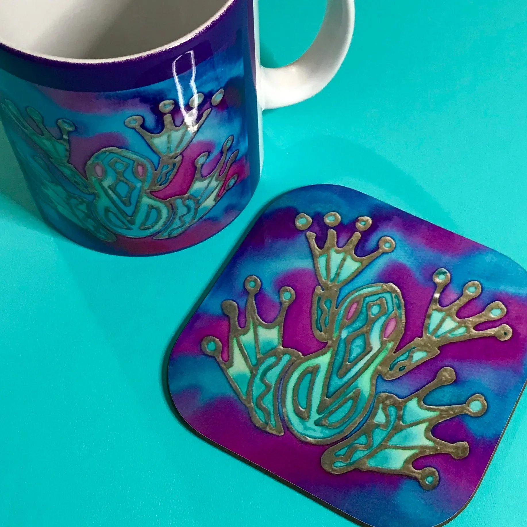Purple Frog Square Table Mats & Coasters - Frog Table Mats