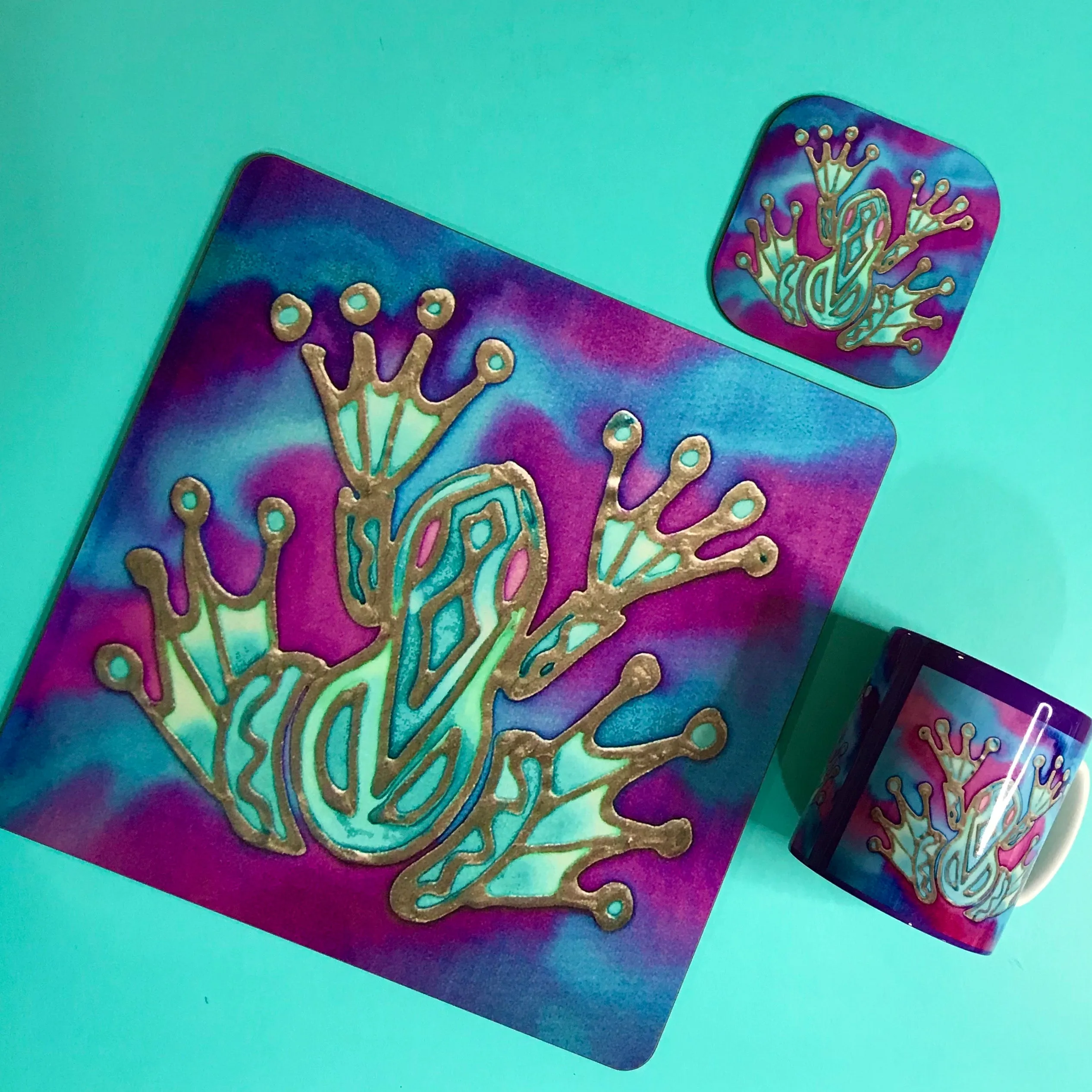 Purple Frog Square Table Mats & Coasters - Frog Table Mats