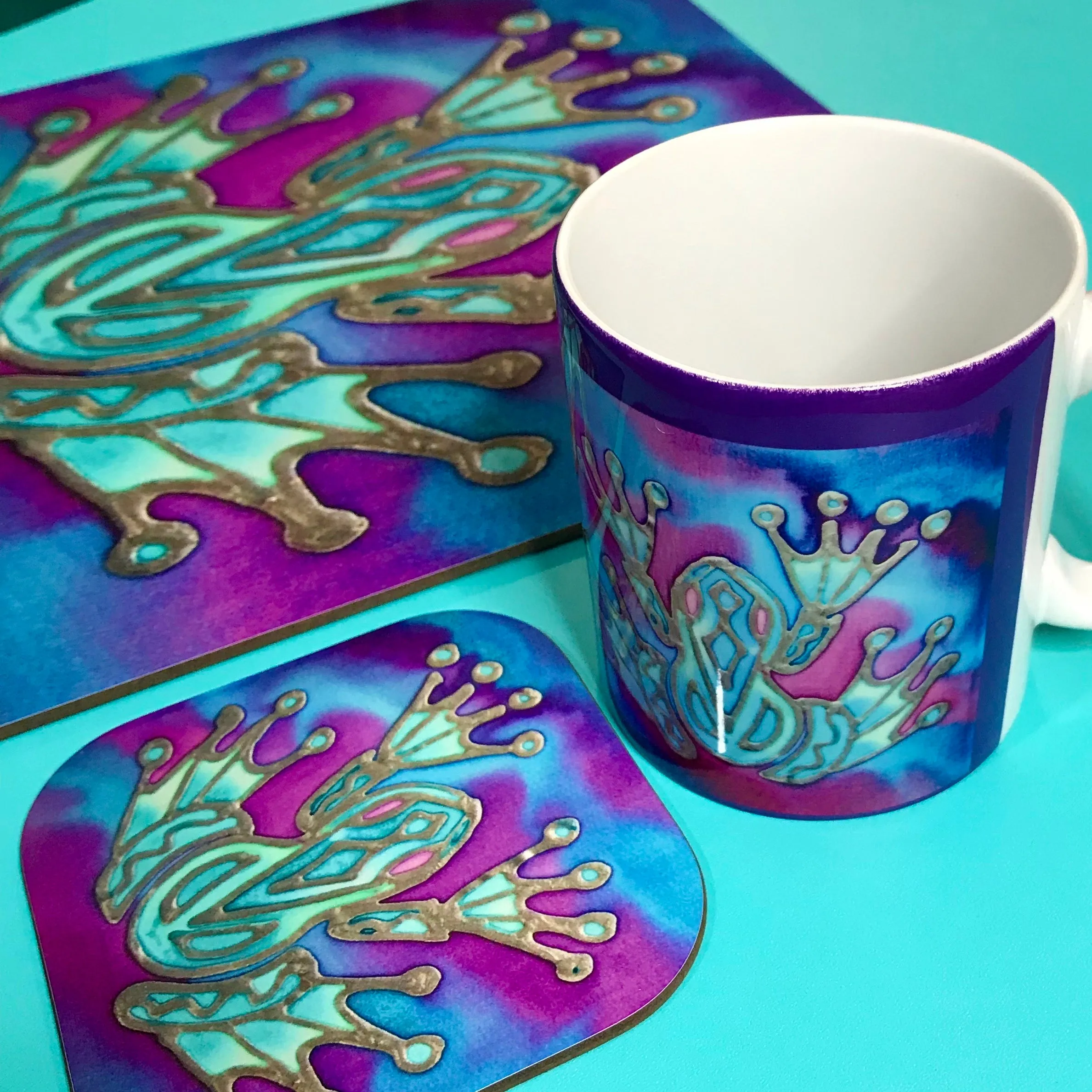 Purple Frog Square Table Mats & Coasters - Frog Table Mats