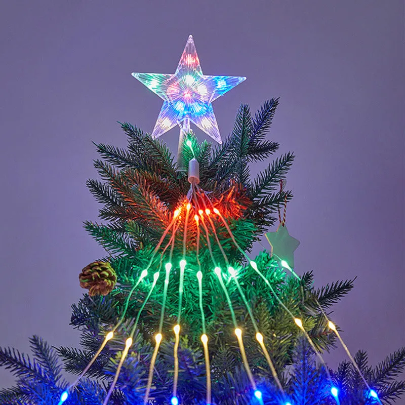 Quntis 2M IP44 Christmas Star Waterfall Lights – Plug-in Outdoor XMAS Tree Lights for Festive Ambiance & Holiday Decor