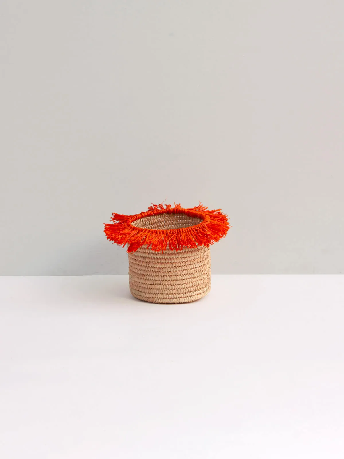 Raffia Tassel Storage Pots, Orange