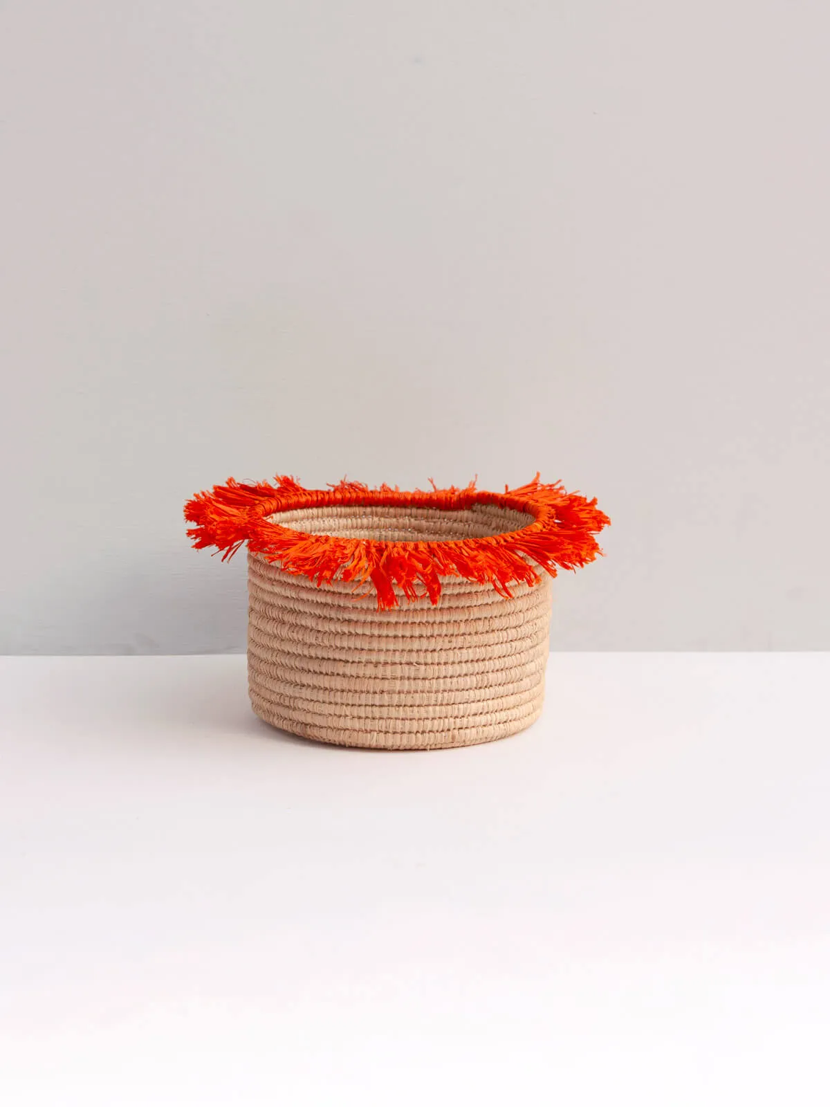 Raffia Tassel Storage Pots, Orange