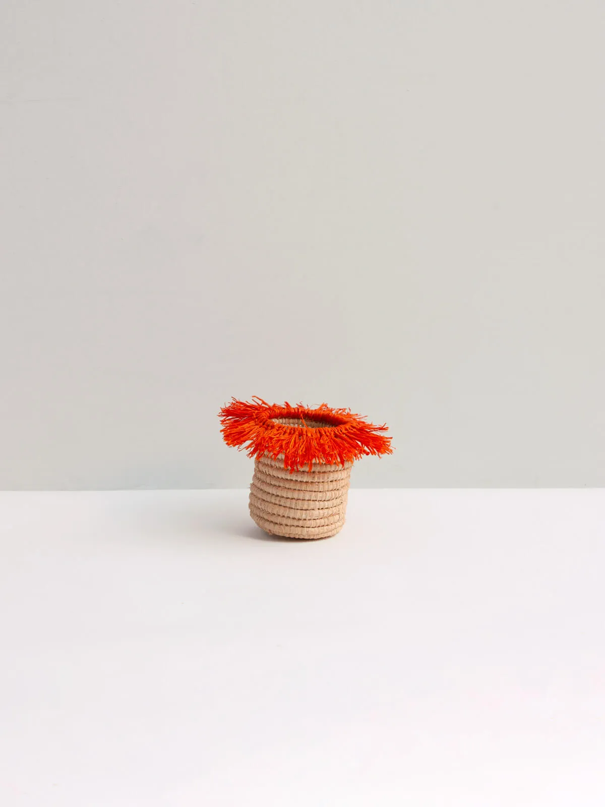 Raffia Tassel Storage Pots, Orange