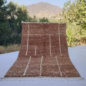 Ramla | Beige Brown Moroccan Rug 6x9 Soft Beni Ourain | Handmade Berber Wool Carpet | 6'82x9'38 Ft | 208x286 cm