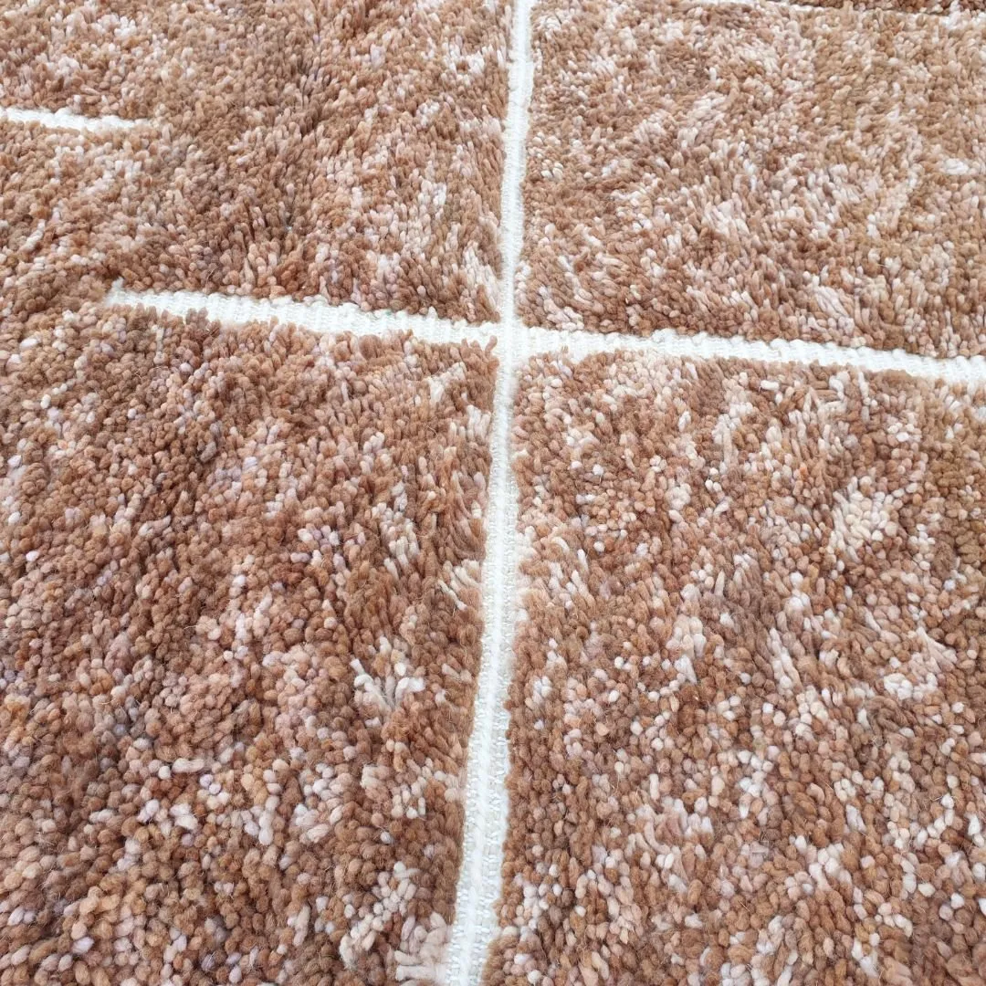 Ramla | Beige Brown Moroccan Rug 6x9 Soft Beni Ourain | Handmade Berber Wool Carpet | 6'82x9'38 Ft | 208x286 cm