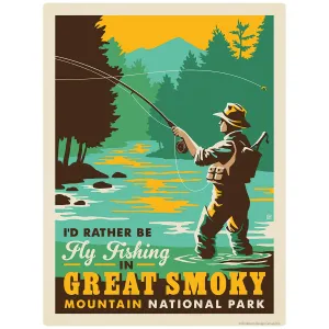 Rather Be Fly Fishing Decal Smoky Mtns National Park