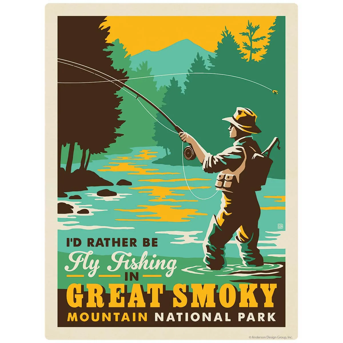 Rather Be Fly Fishing Decal Smoky Mtns National Park