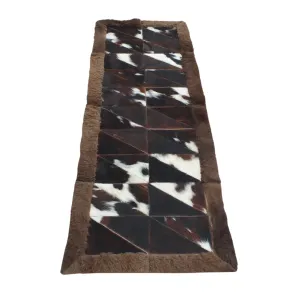 Rectangle Patchwork Area Rug - Cowhide Center, Bison Edge- 2'x6