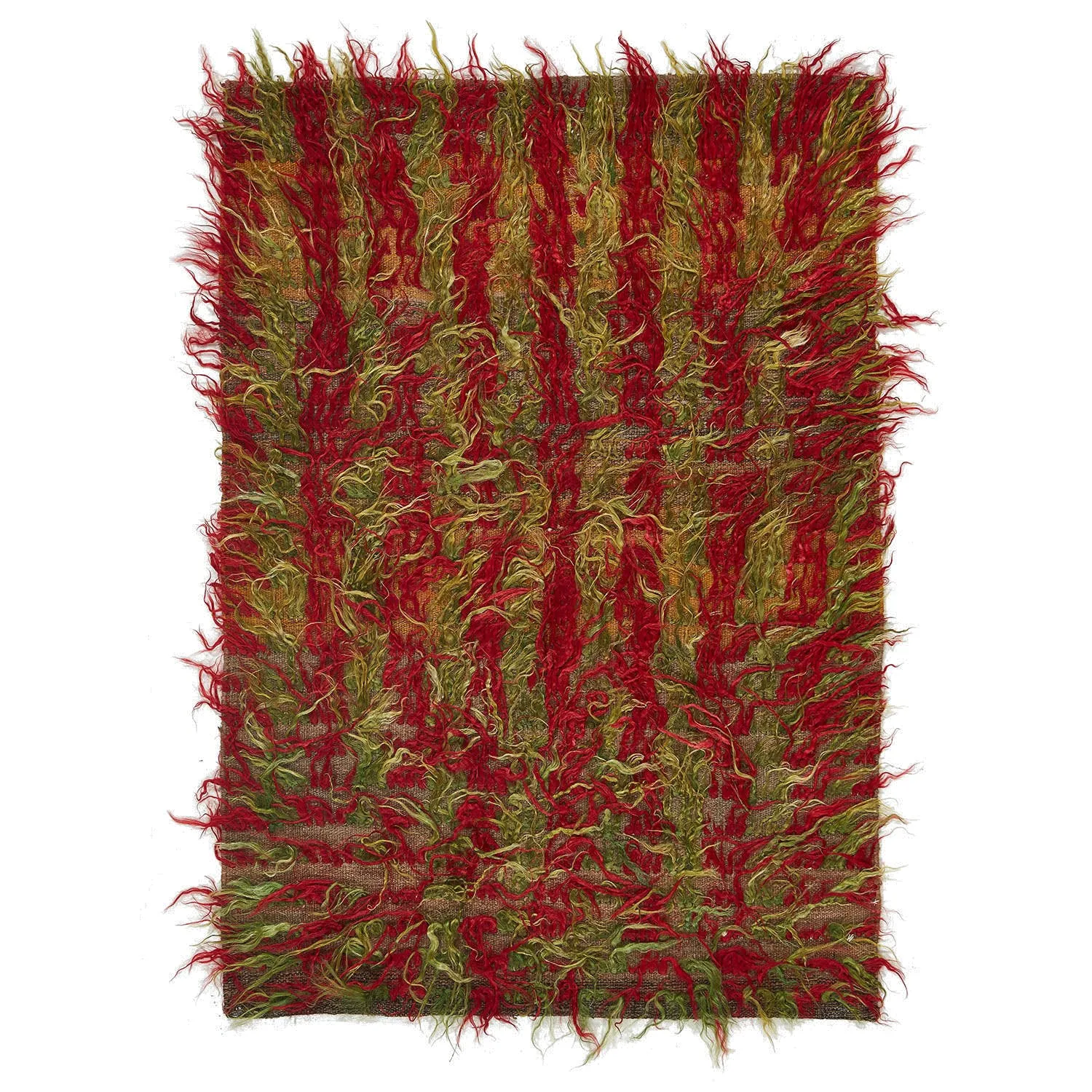 Red & Green Vintage Traditional Wool Rug - 3'3" x 4'7"