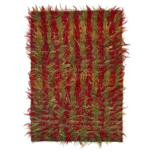 Red & Green Vintage Traditional Wool Rug - 3'3" x 4'7"