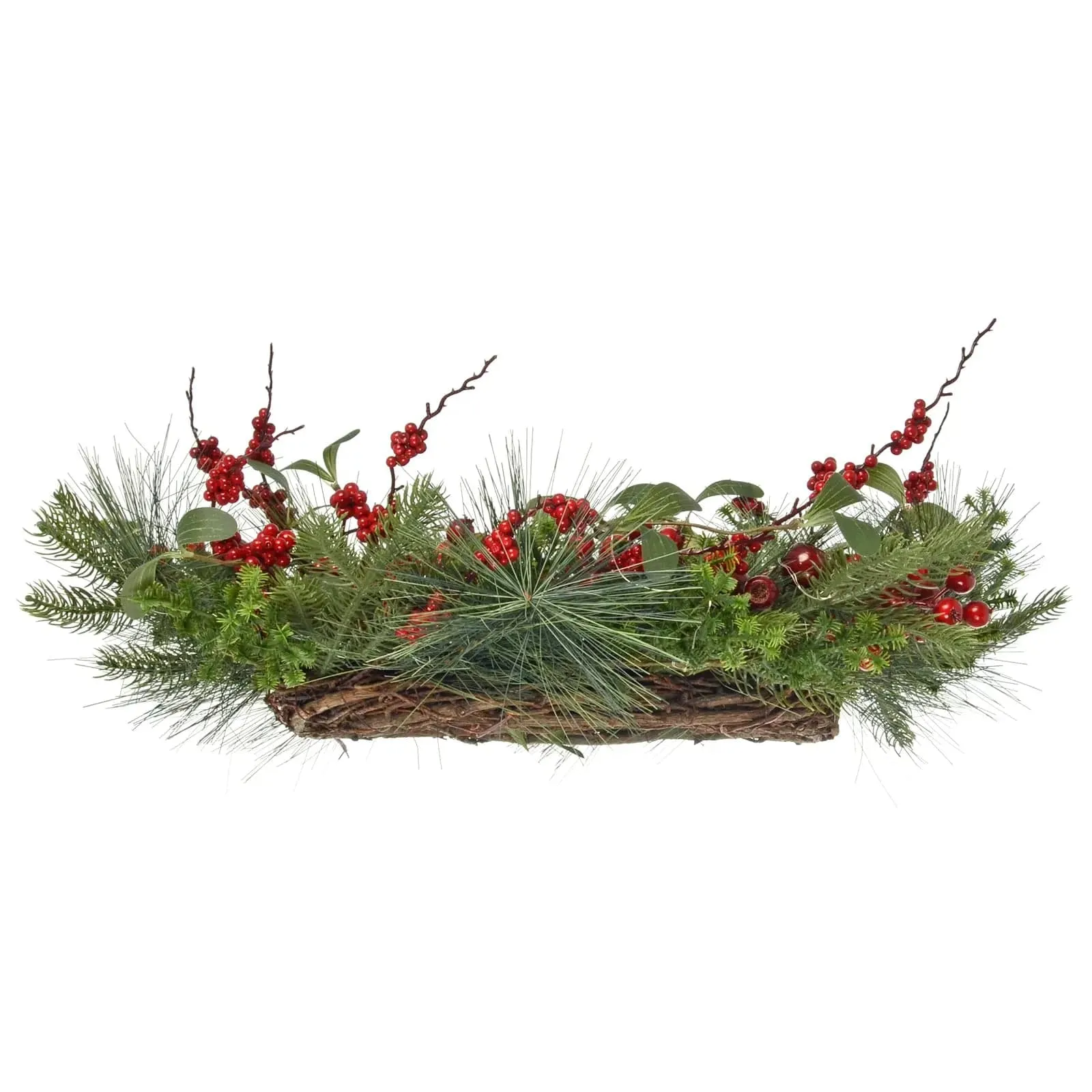 Red Berries Light Up Christmas Wreath Mixed Foliage 60cm