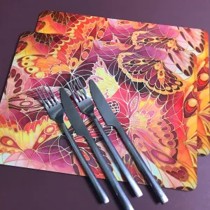 Red Butterflies Placemats & Coasters - Contemporary Table Mats - Durable Hardwearing Tableware