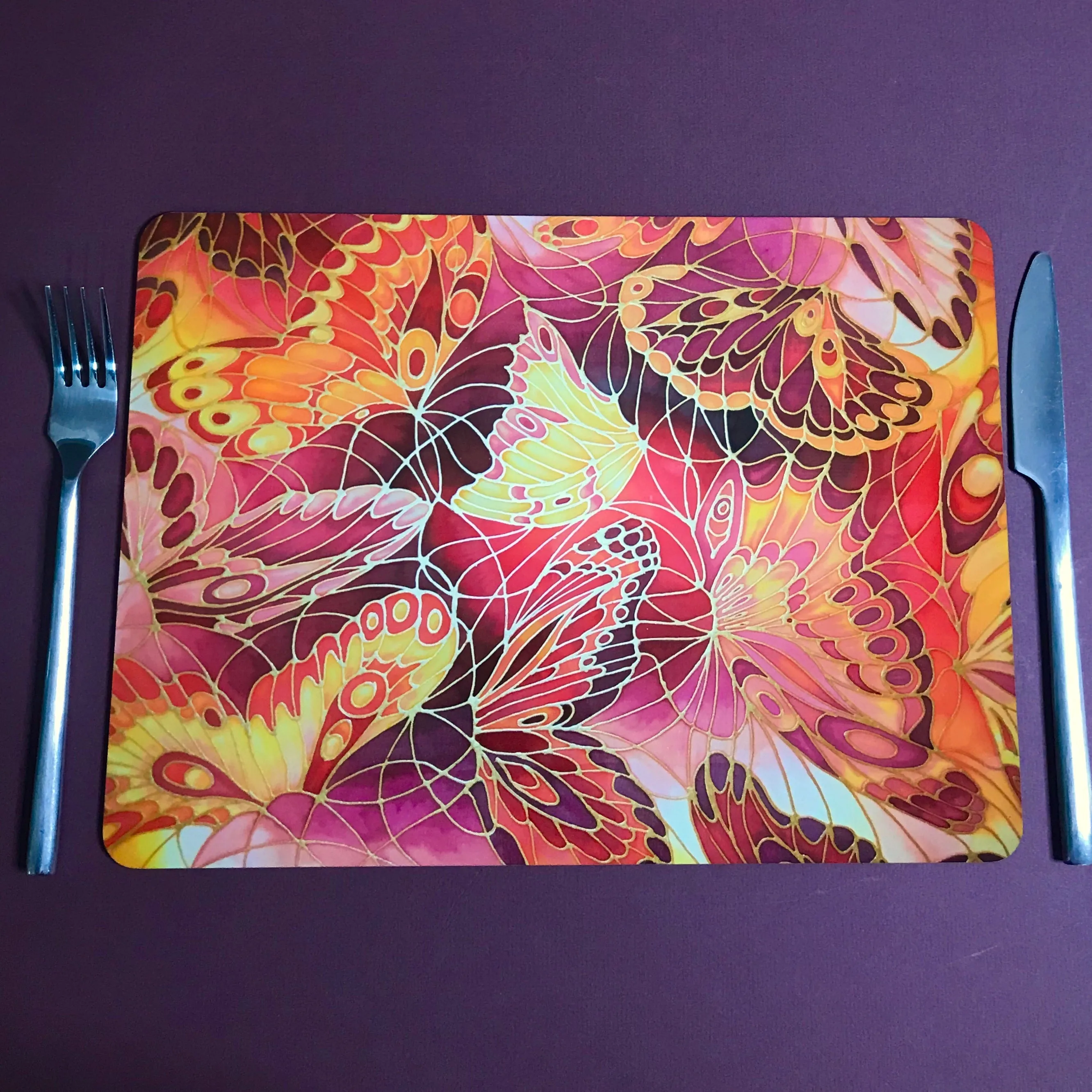 Red Butterflies Placemats & Coasters - Contemporary Table Mats - Durable Hardwearing Tableware