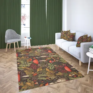 Red Cottagecore Mushroom Rug