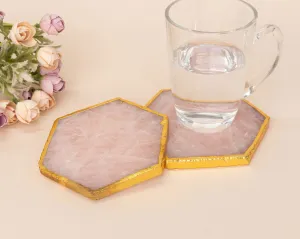 Rose Quartz Hexagon Coaster
