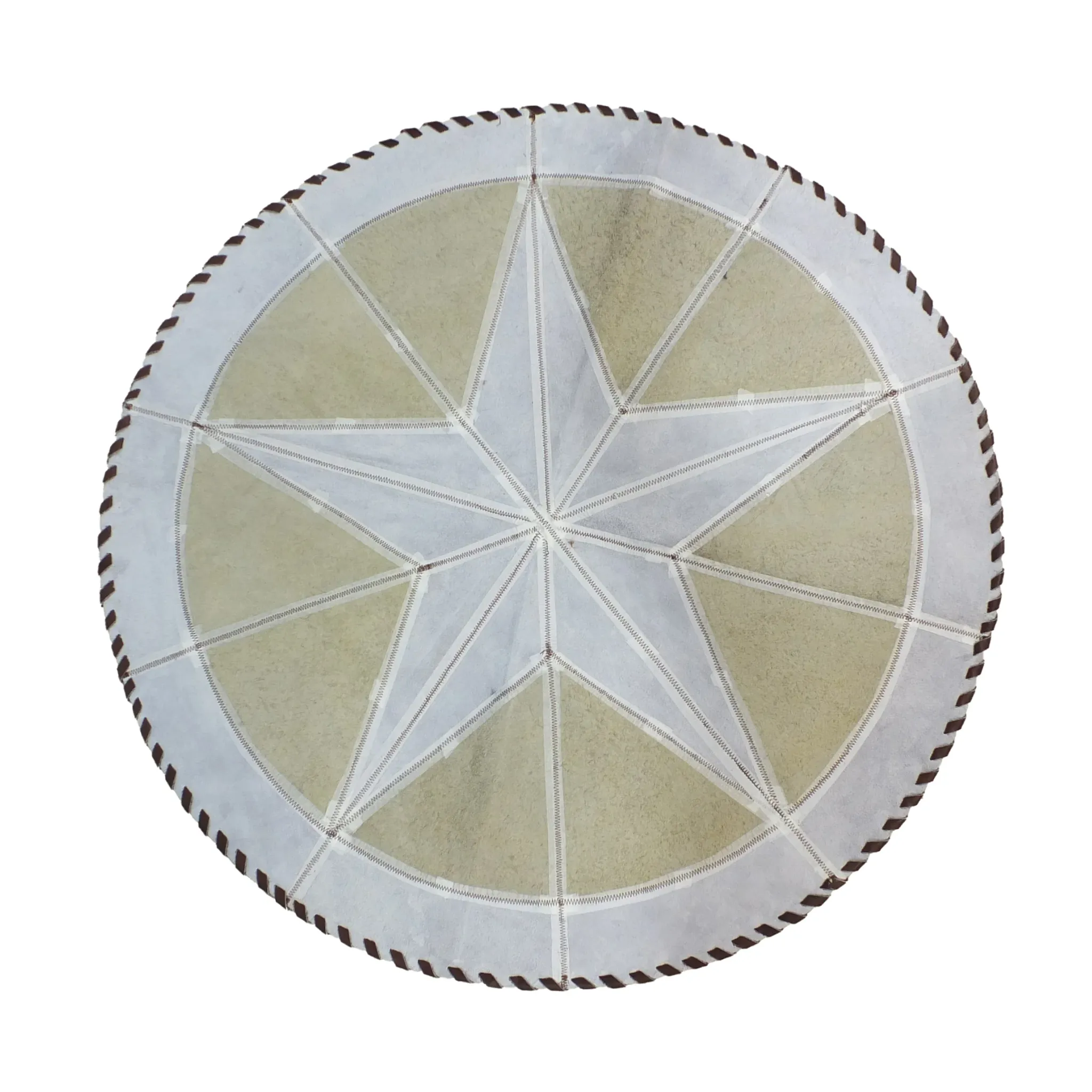 Round Western Rug - Cowhide Star & Edge, Bison Fill 42"