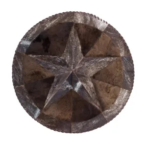 Round Western Rug - Cowhide Star & Edge, Bison Fill 42"