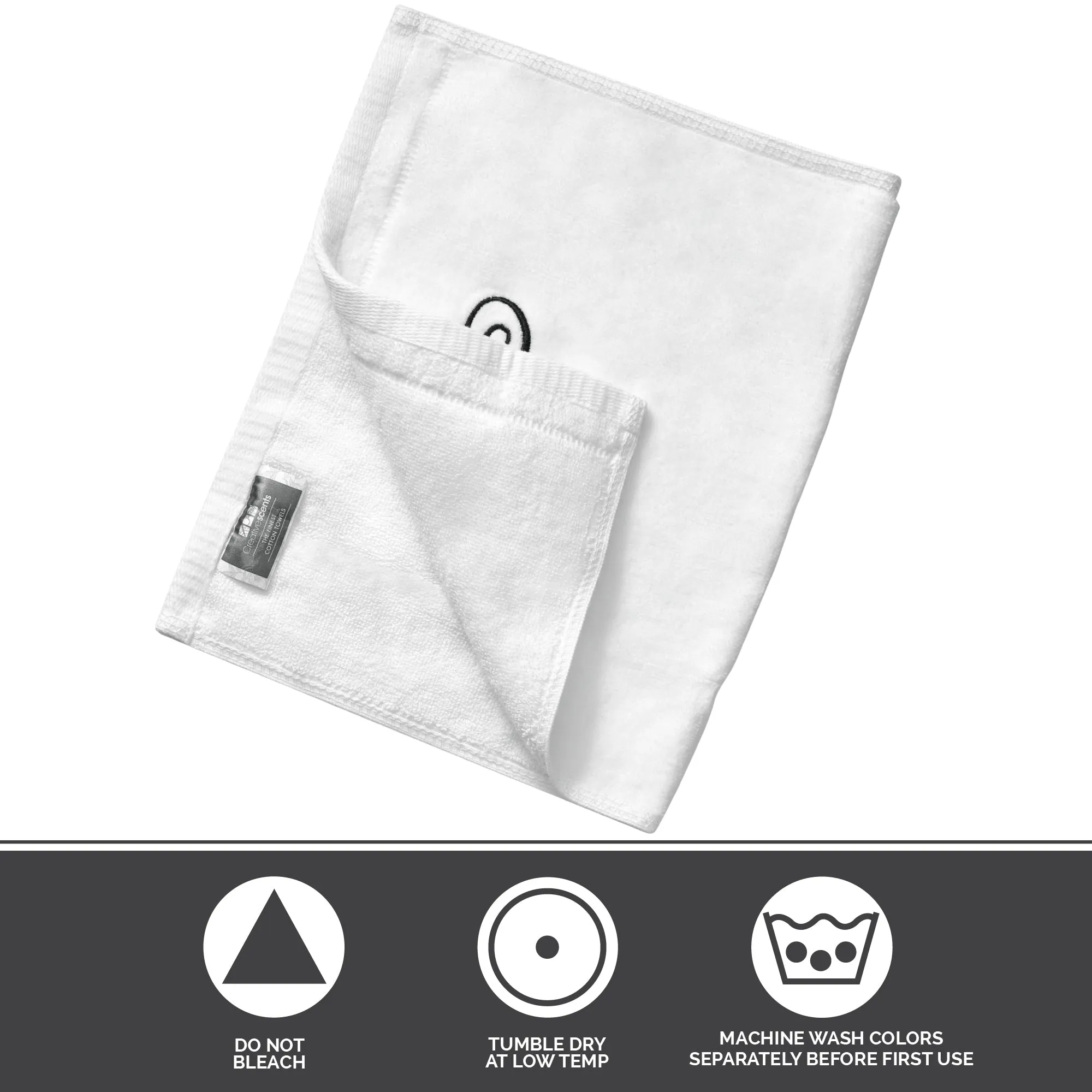 Set of 2 White Monogrammed Towel - Black Embroidered - Initial  K (Wholesale)
