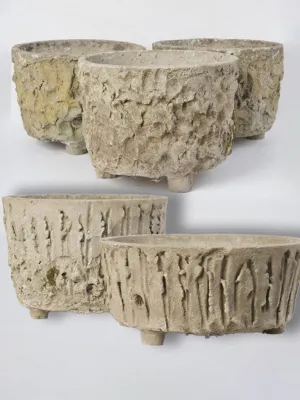 Set of 5 faux bois garden planters