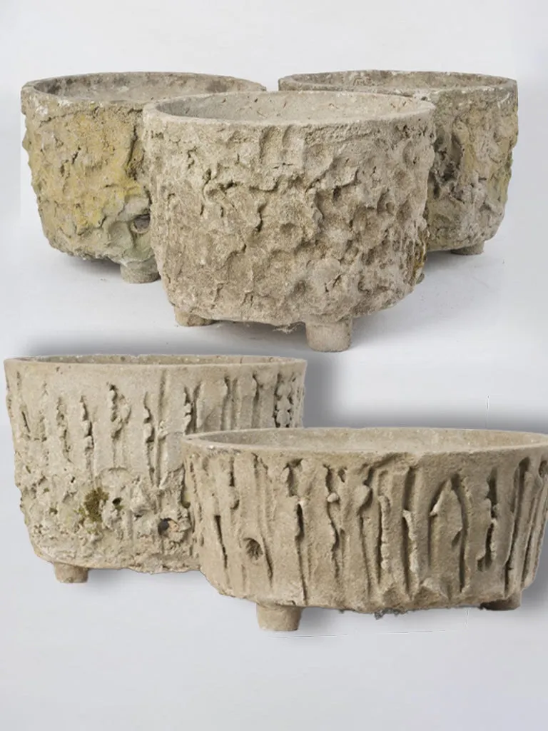 Set of 5 faux bois garden planters