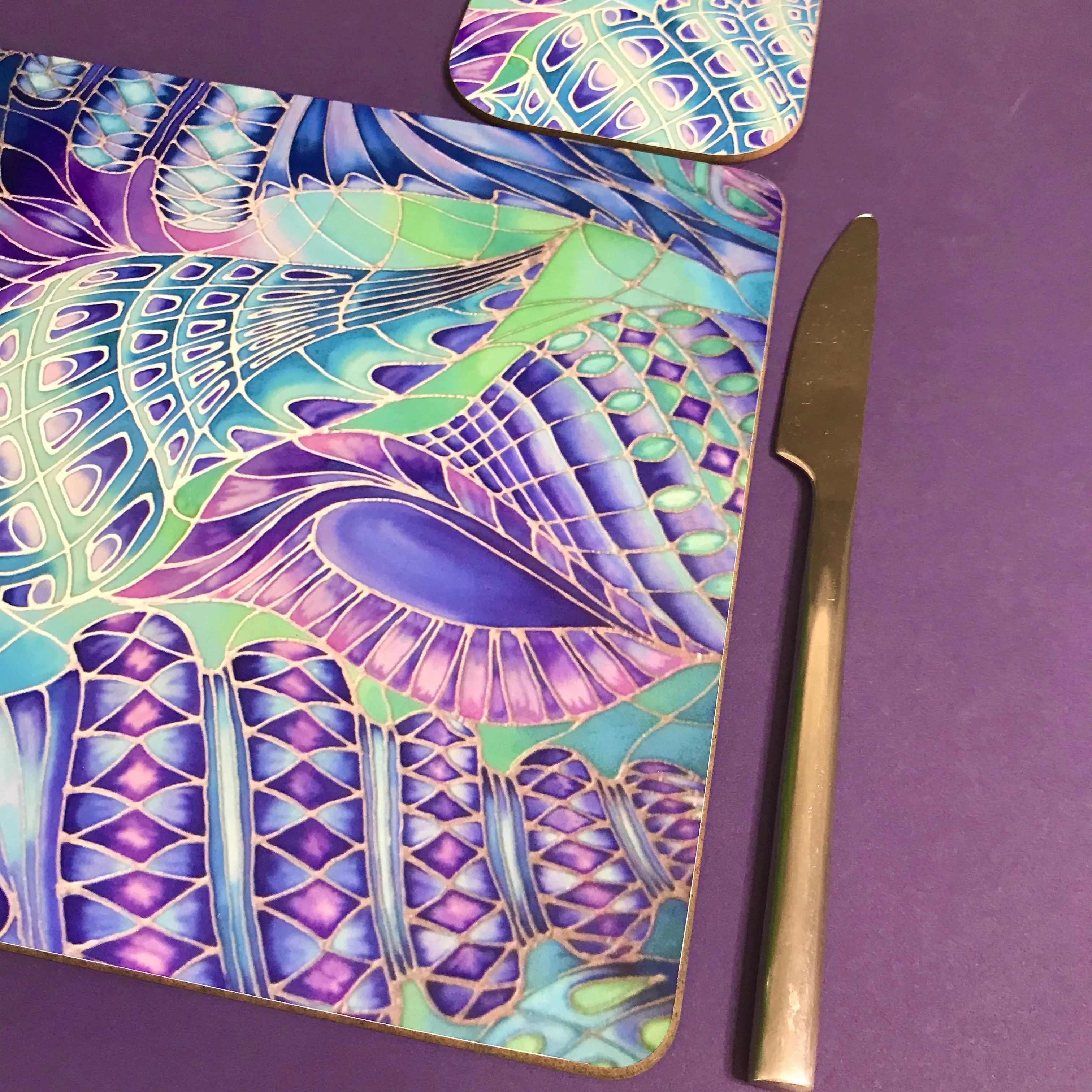 Shells Table Mats & Coasters - Blue Green Placemats & Coasters - Round Placemats & Coasters