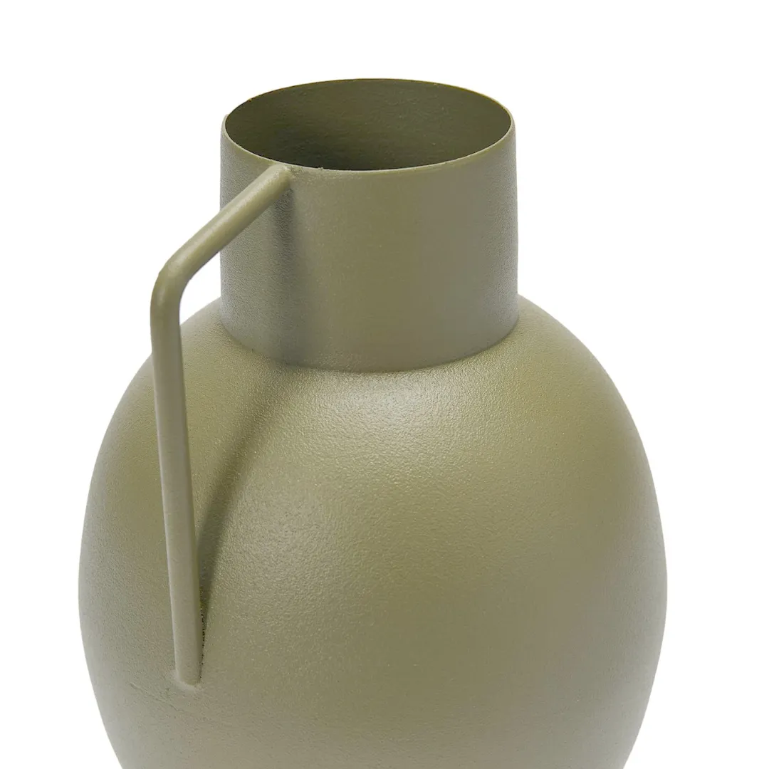 Small Green Metal Vase with Handle