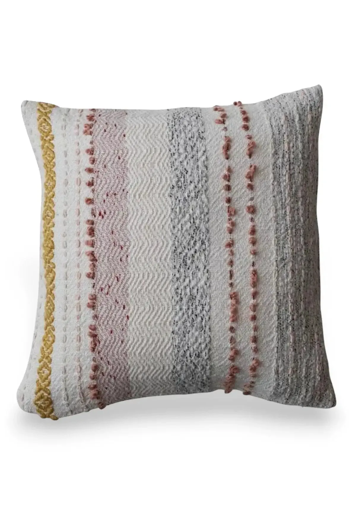 Square Cotton Blend Pillow with Stripes