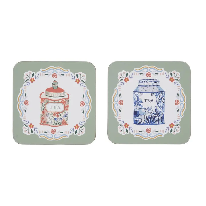 Tea Tins Coasters - 4 Pack One Size in Multi