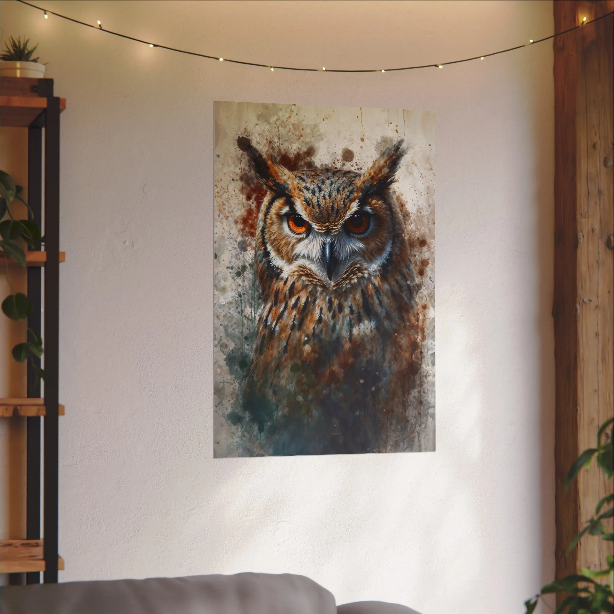 Textured Watercolor Matte Posters -  Watercolor Owl Illustration