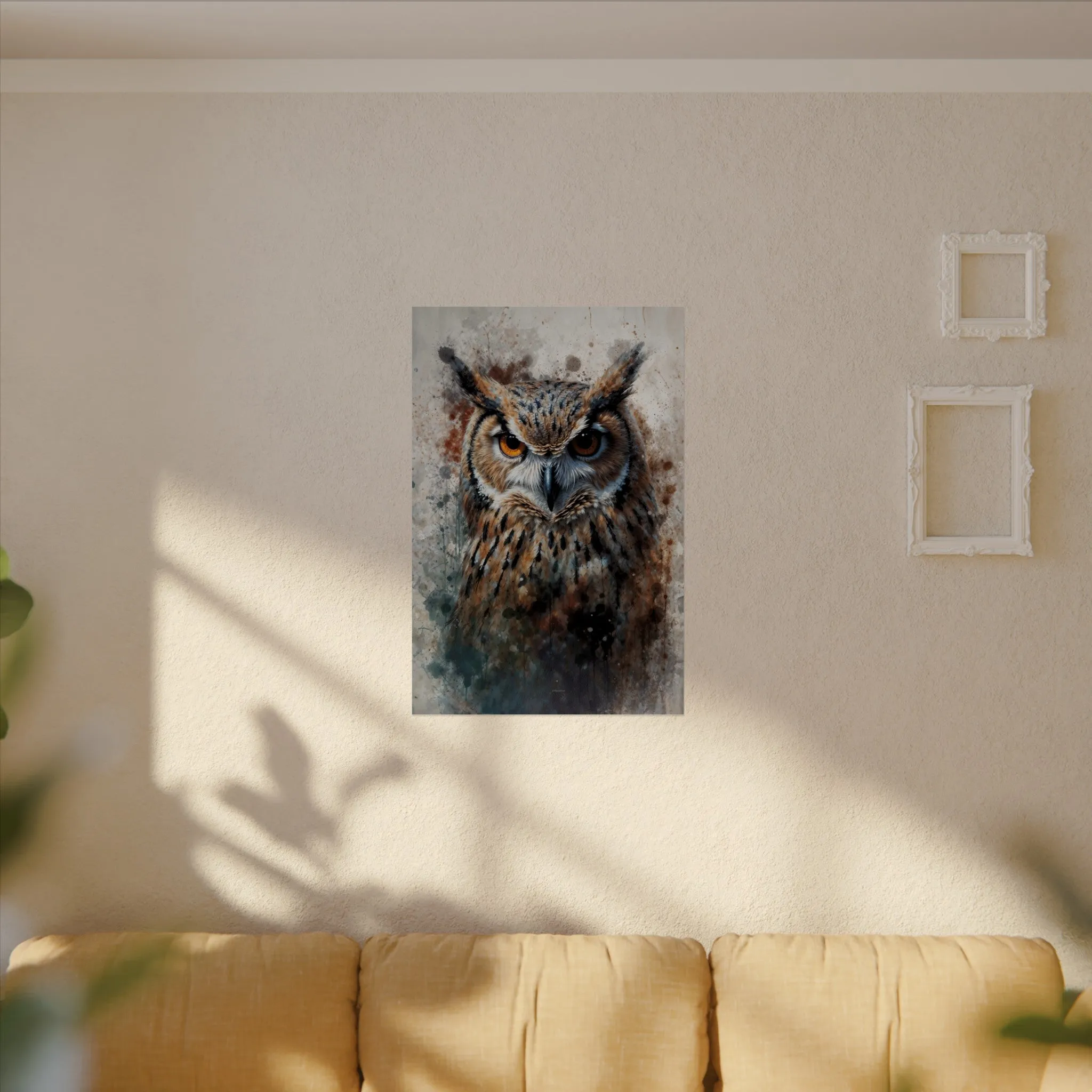 Textured Watercolor Matte Posters -  Watercolor Owl Illustration