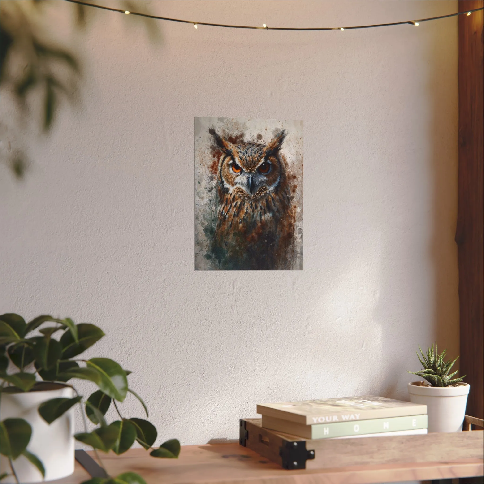 Textured Watercolor Matte Posters -  Watercolor Owl Illustration