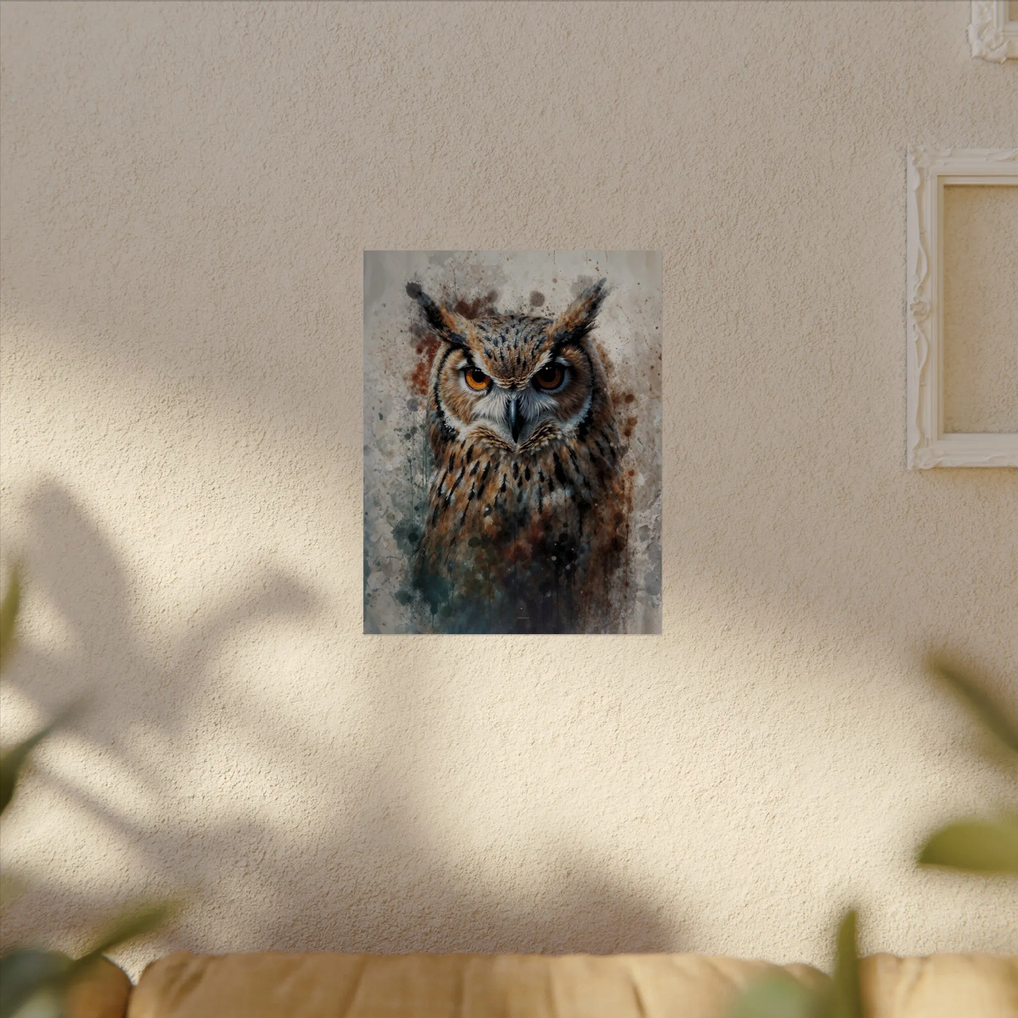 Textured Watercolor Matte Posters -  Watercolor Owl Illustration
