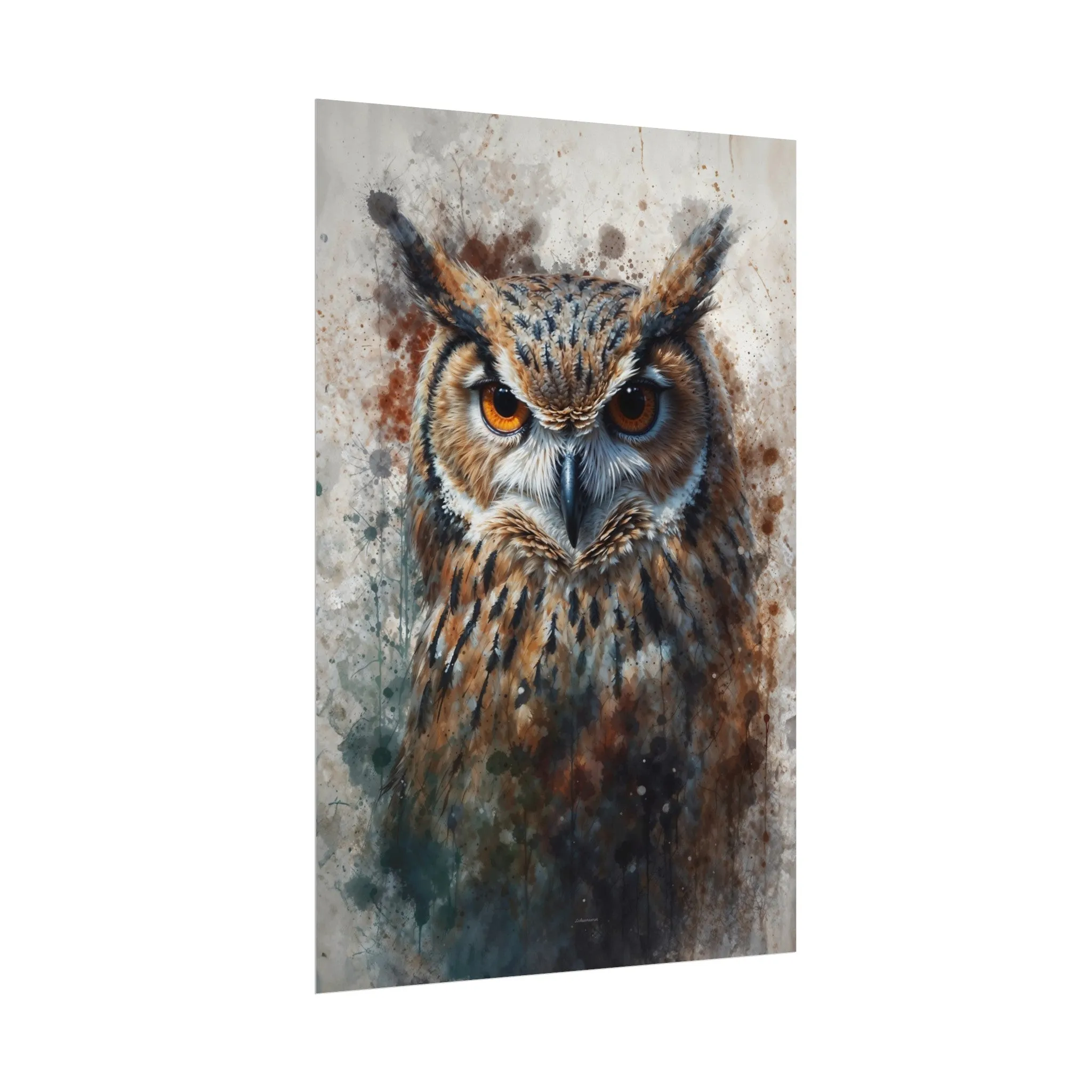 Textured Watercolor Matte Posters -  Watercolor Owl Illustration
