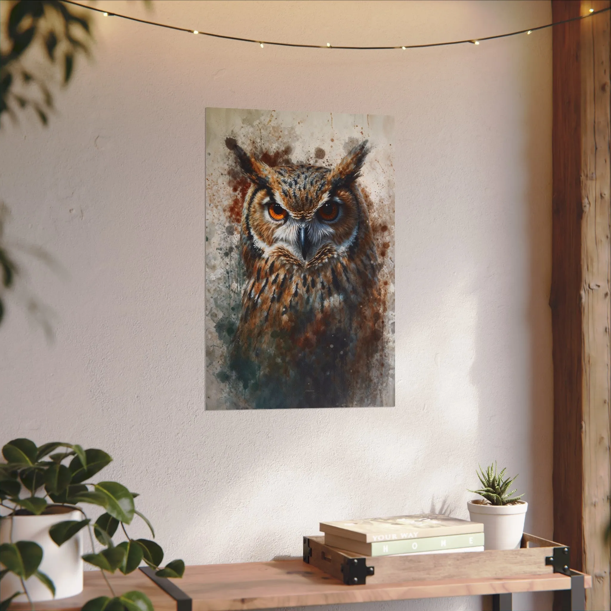 Textured Watercolor Matte Posters -  Watercolor Owl Illustration