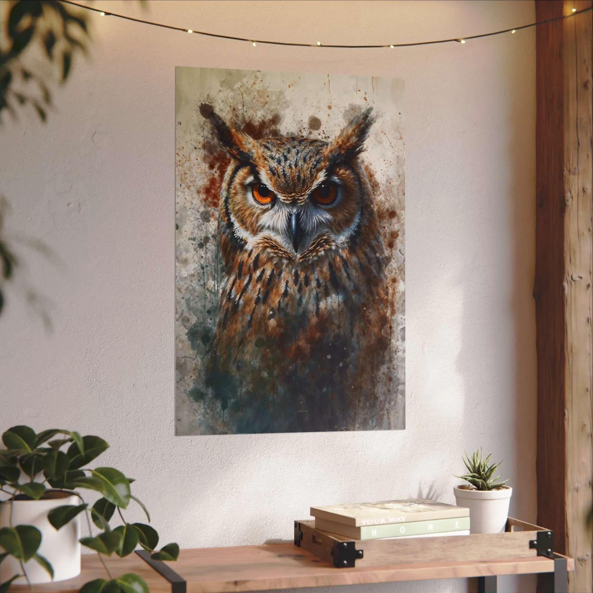 Textured Watercolor Matte Posters -  Watercolor Owl Illustration