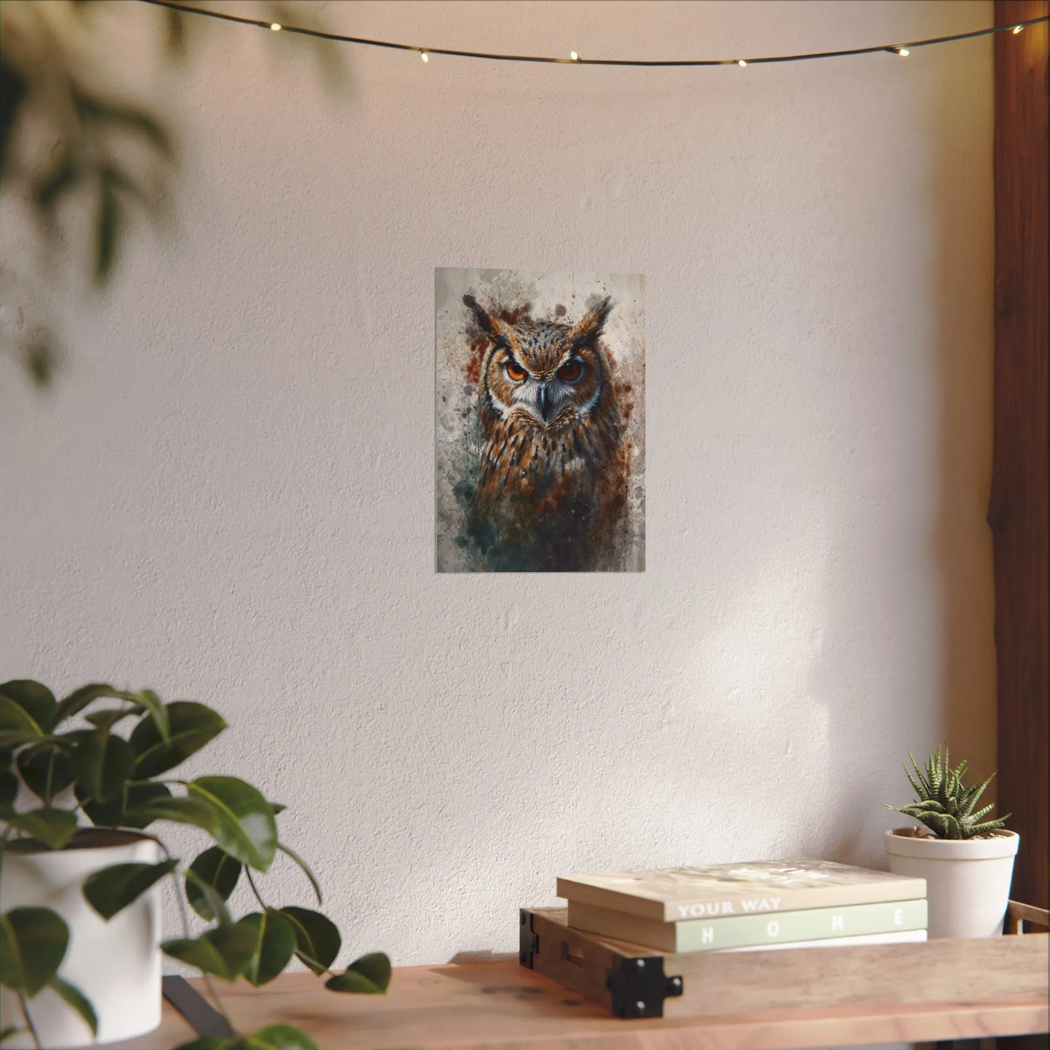 Textured Watercolor Matte Posters -  Watercolor Owl Illustration